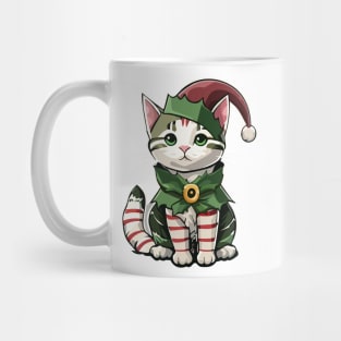 Christmas Candy Cane Cat Mug